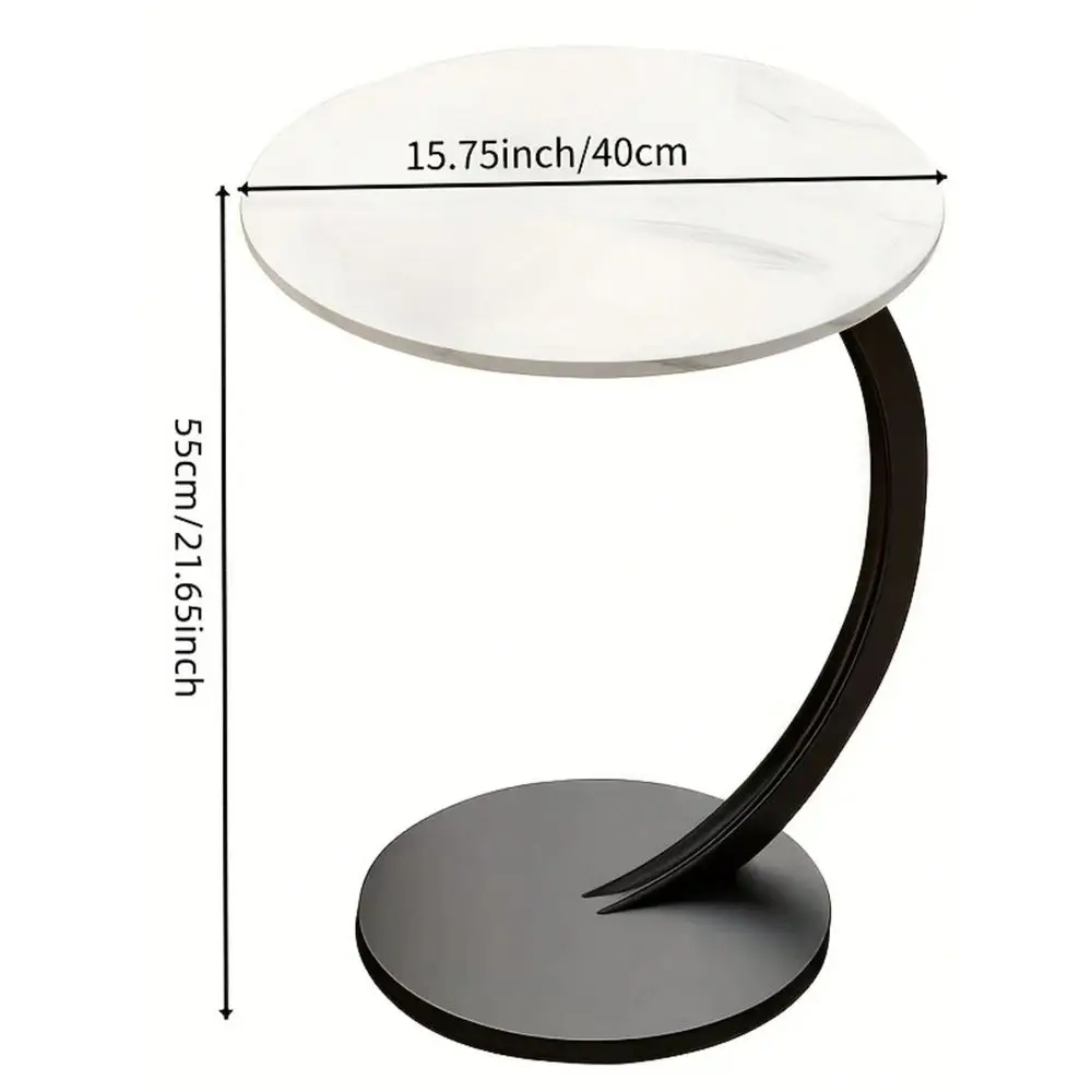 

Luxury Solid Wood Round Coffee Table Modern DoubleLayer Sofa Side Table MarblePatterned Tabletop Iron Base, Creative, Lightweig