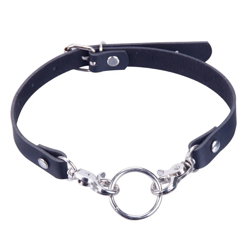 Gargantilla de cuero PU gótico Punk para mujer, Collar con hebilla, anillo redondo, cuello, personalidad, moda, accesorios sexys Unisex