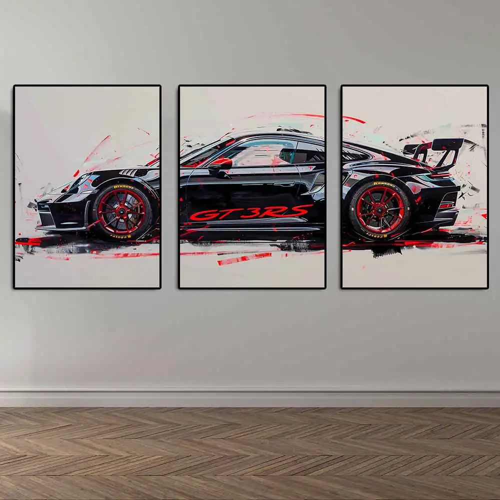 Fashion Supercar GT3 RS Graffiti Canvas Painting Modern Pop Sports Car Poster And Print Racing Game Wall Art Gaming Room Decor