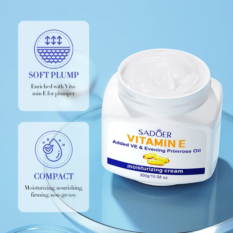 Vitamin E Face Cream, Deeply Hydrating, Firming and Rejuvenating, Repairs Dry Skin, Redefines Plump and Firm Skin Texture, Makes Skin Full and Elastic, Long-Lasting Moisture Retention, Lightweight Texture