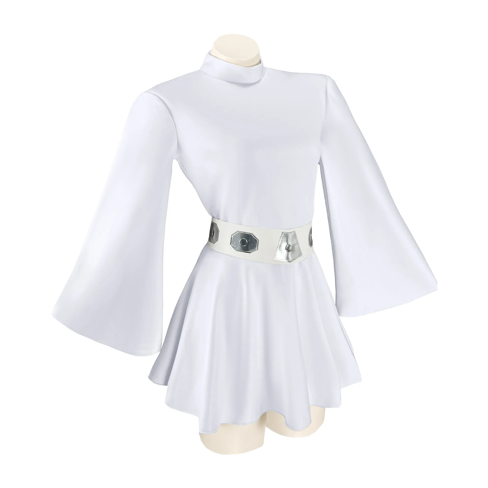 Costume de Cosplay princesse Leia, robe de bal blanche, robe courte avec ceinture, ensemble complet, Costume de princesse de car - view 3