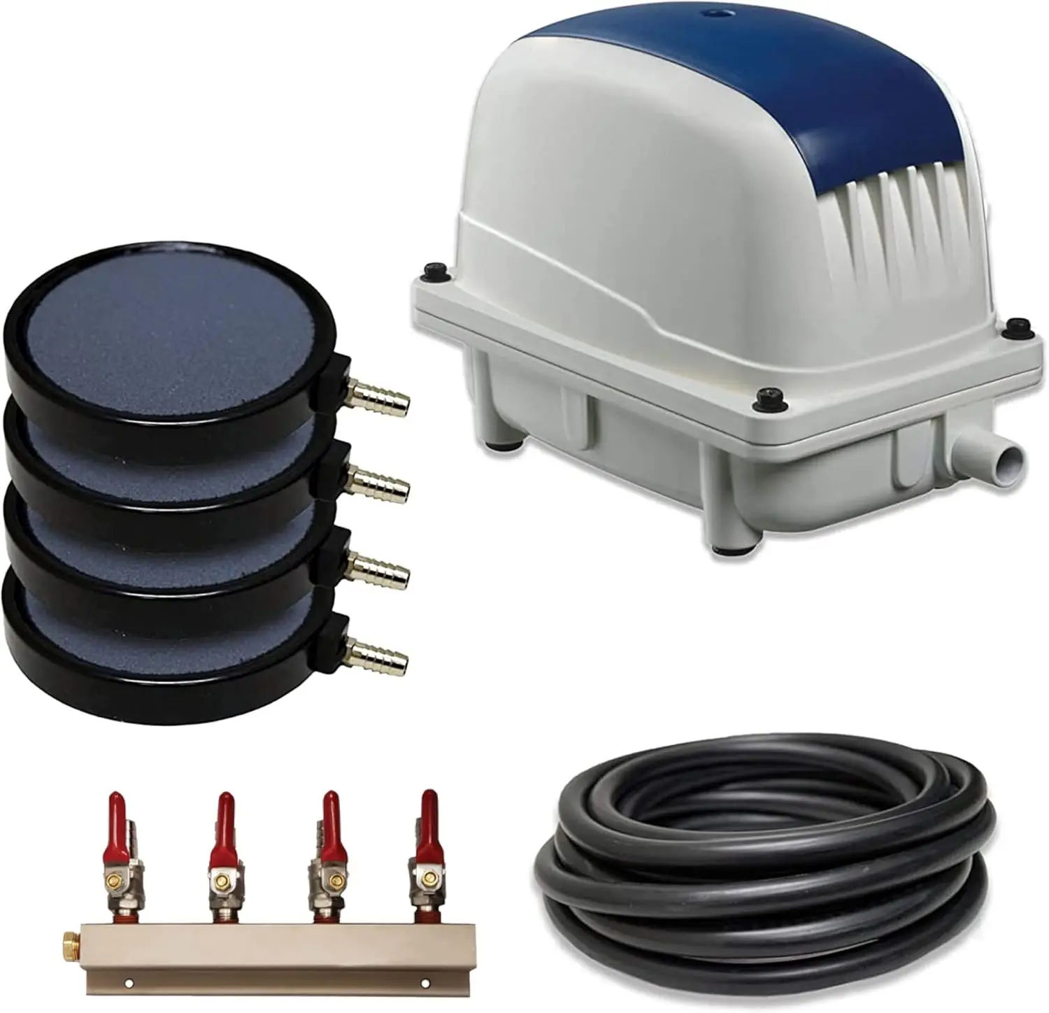 

Half Off Ponds Pond Subsurface Aeration System with 5.3 Cubic Feet per Minute Air Pump, 50' Weighted Tubing, (4) 8" Diffuser