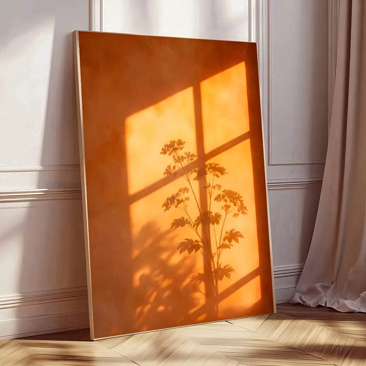 Creative Sunset Window Shadow Plant Canvas Prints Poster Modern Minimalist Aesthetics Art Prints Bedroom Wall Art Home Decor