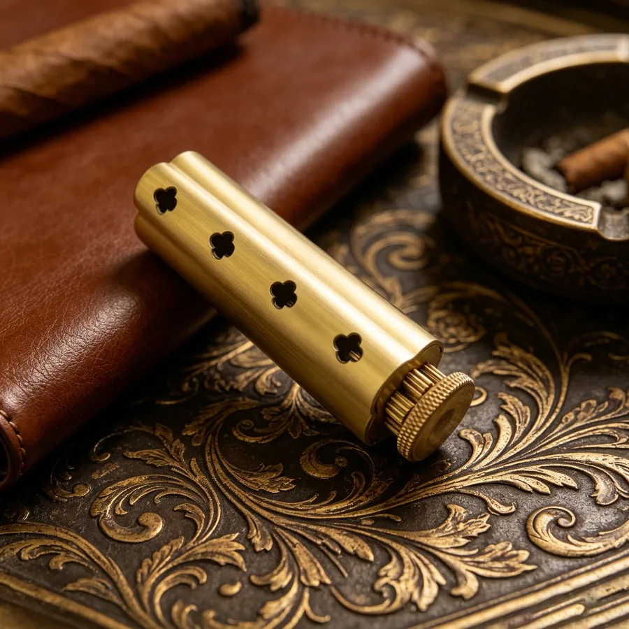 Brass Hand Cigarette Rolling Machine, Compatible with 6mm Cigarette Holders and 70mm Rolling Papers, Portable Cigarette Roller