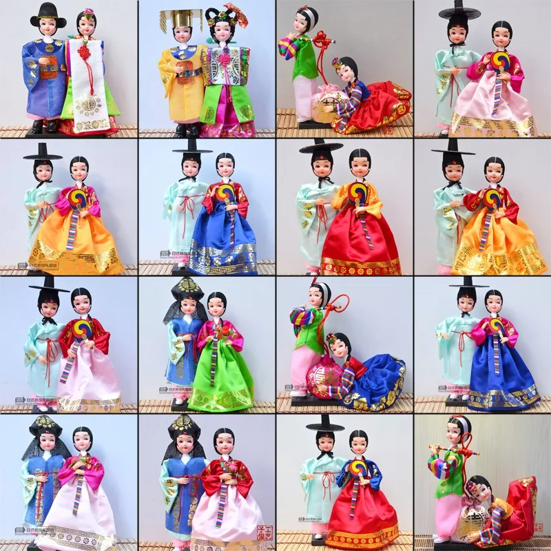 

Korean Folk Dolls Silk Figurine People Home Restaurant Shop Decoration Gifts Handicrafts