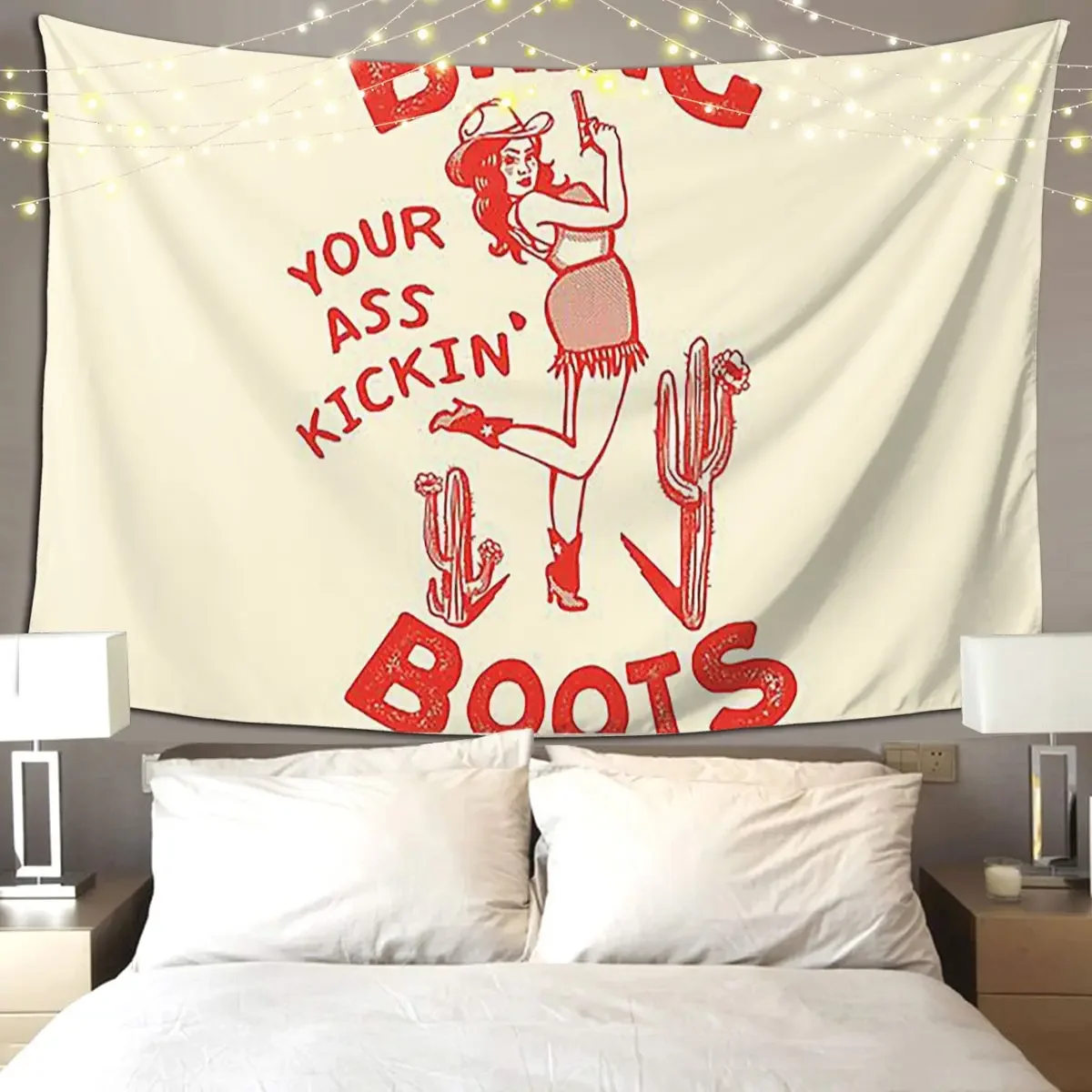 Bring Your Ass Kicking Boots! Tapestry Funny Wall Hanging Aesthetic Home Decoration Tapestries for Living Room Bedroom Dorm Room