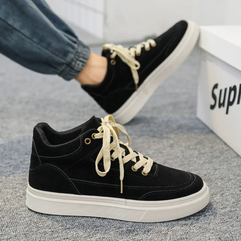 2022 Japanese Harajuku Shoes Canvas Sneakers Men High top Skateboard Shoes Men Platform Flat Sneakers Breathable Mens Trainers