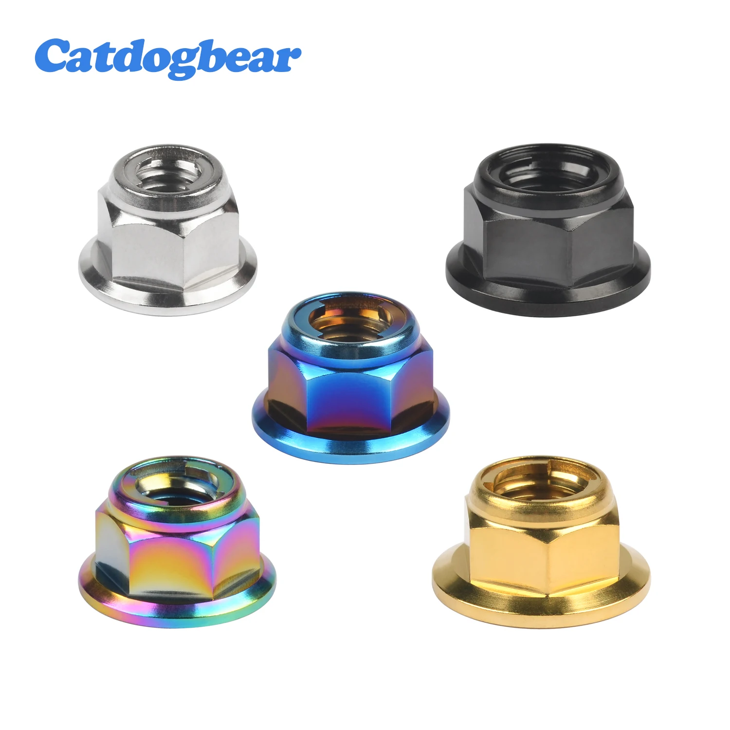 

Catdogbear M6 M8 M10 M12 Titanium Flange Metal Lock Nuts For Bicycle Motorcycle Car Fastener