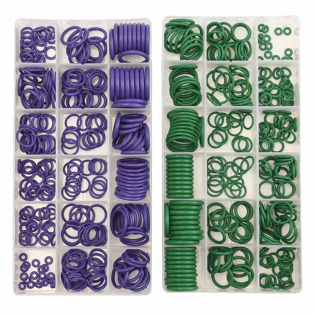 

Набор резиновых уплотнителей (18 размеров, 270 шт.) для кондиционеров, для R22 R134a, зеленые/фиолетовые уплотнительные кольца и прокладки