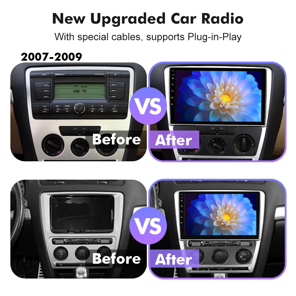 ISUDAR QLED Android 14 Radio For Skoda Octavia A5 2009 2010 2012 2013 GPS Car Multimedia RAM 8GB CANBUS 4G DSP USB No 2din