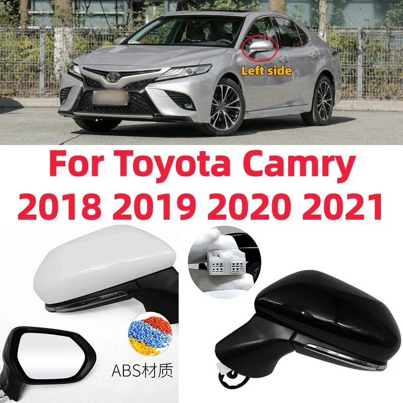 For Toyota Camry 2018 2019-2021  Auto Accessory With Lamp Lens Heating L/R 8 Wires Car Folding Side Rearview Mirror Assembly