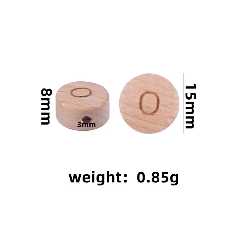 ABCPICK 50pcs Organic Wooden English Beads Beech Wood Flat Round Alphabet Letter Beads Outer diameter 15mm - Image 5