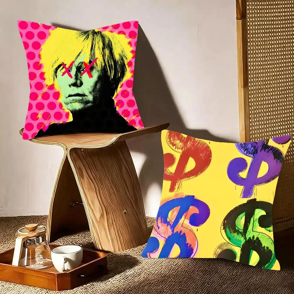 Artistic Artist A-Andy Warhol Cushion Cover Crystal velvet sofa Aesthetic room decor Car seat back cushion