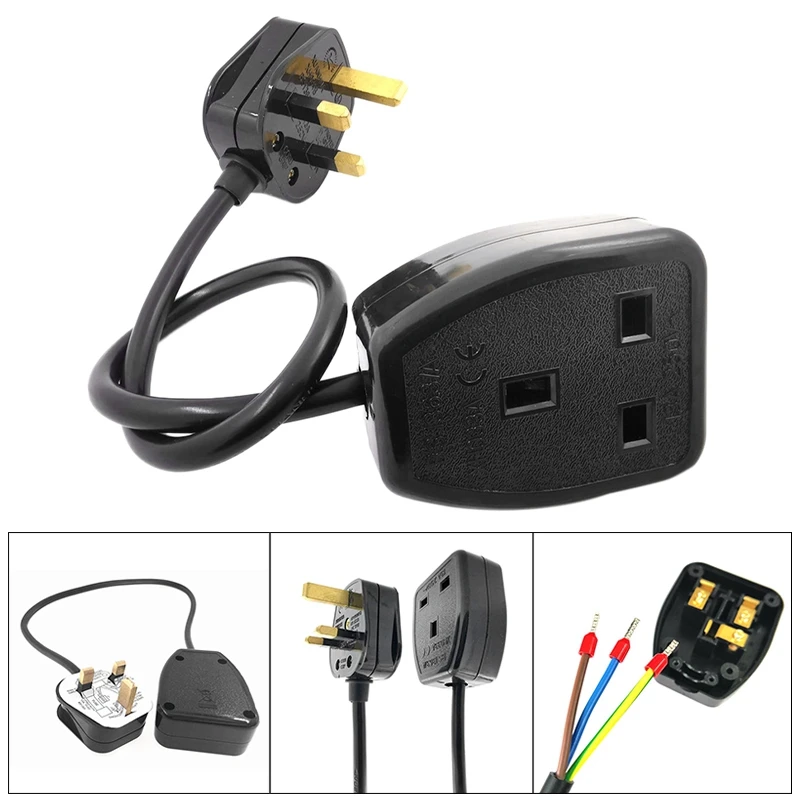 UK 3 Prong Extension Power Cord,IEC UK Male Plug To Female Outlet Socket Hongkong Power Cable Extented(UK Plug)-T44C