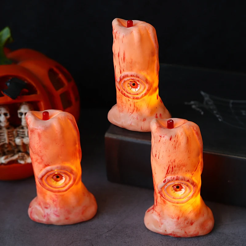 Halloween LED Candle Light Blood Eyeball Electronic Luminous Candle Lamp Party Decor Props