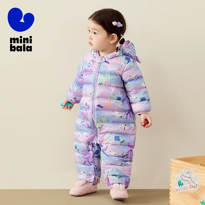 Mini Bala Down Jumpsuit for Babies Outdoor One-Piece Crawling Suit 2024 Winter New Styles for Boys and Girls Romper