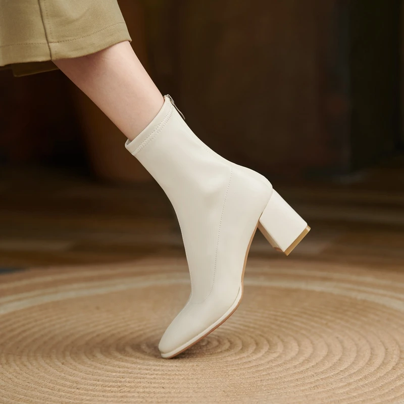 รองเท้าบูทแฟชั่นสำหรับผู้หญิง, ใหม่รองเท้าบูทหุ้มข้อหนังแท้สำหรับฤดูใบไม้ร่วงฤดูหนาว