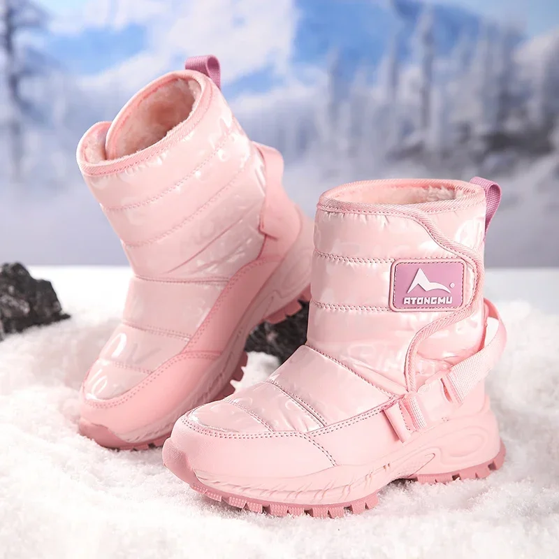 Fashion Children's Snow Boots Winter Outdoor Plush Thick Warm Kids Shoes High Quality Girls Warm Comfortable Non Slip Boots