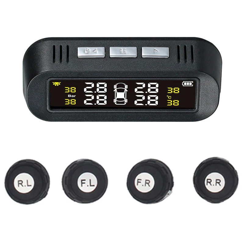 

Tpms Solar Power Universal,Wireless Tire Pressure Monitoring System With 4 External Sensors,Real-Time Displays 4 Tires'Pressure