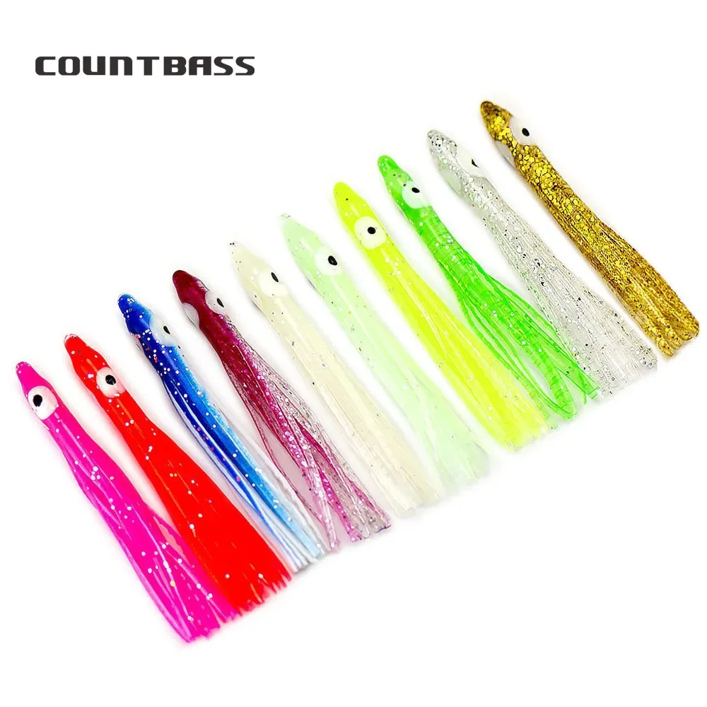 COUNTBASS 100pcs  4cm 6cm 10cm Needle-shaped Squid Skirts, Soft Octopus Baits Lure,Tackle Craft for Jigging Assist hooks