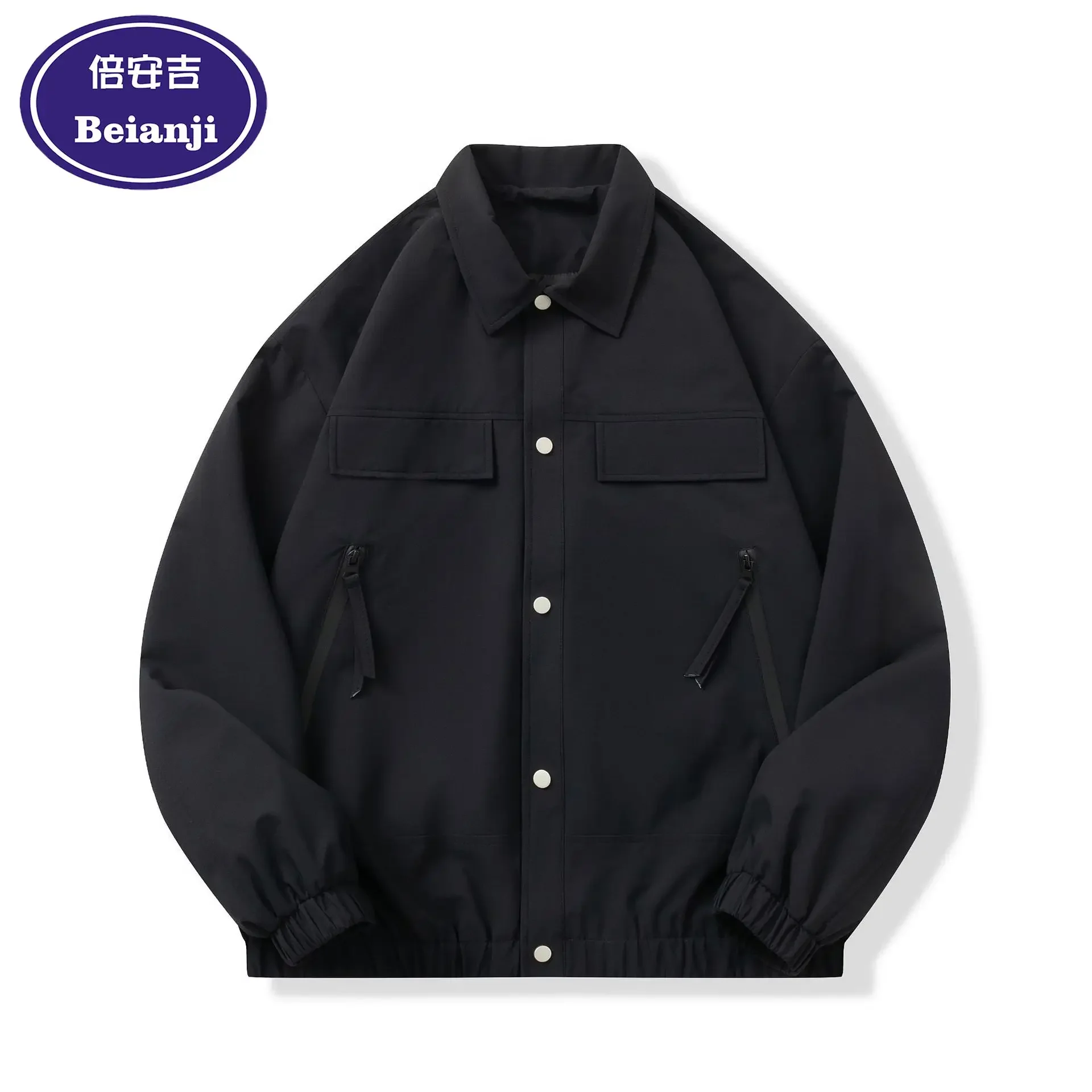 Workwear Jacket Men Spring 2025 Waterproof Jacket Climbing Loose Lapel Top Splicing Casual Multi Pocket Sports Coats Zipper Male