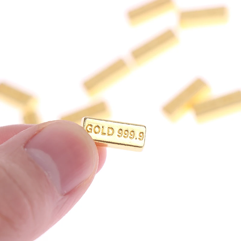 10pcs/set 1:12 Dollhouse Miniature Gold Bars Coin Model For Doll House Decor Accessories Kids Pretend Play Toys Gifts