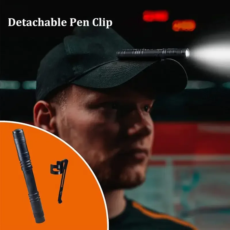 مصباح LED صغير 300LM، مصباح قلم من سبائك الألومنيوم محمول مع مشبك، للتخييم والمشي لمسافات طويلة في حالات الطوارئ وفحص ممرضة طبيب الأسنان
