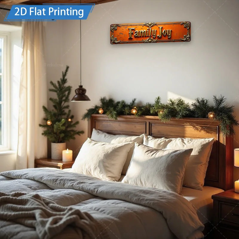 [2D FLAT] علامة معدنية مكونة من قطعة واحدة، علامة معدنية عتيقة مقاس 8 × 12 بوصة لديكور المنزل في عيد الميلاد
