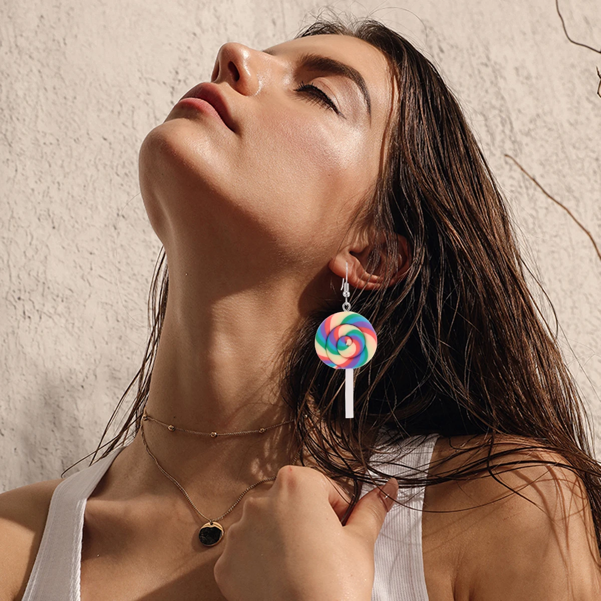 

4 Pcs Ear Studs Earrings Fashionable Lollipop Women Cherry Polymer Clay Creative Decorations