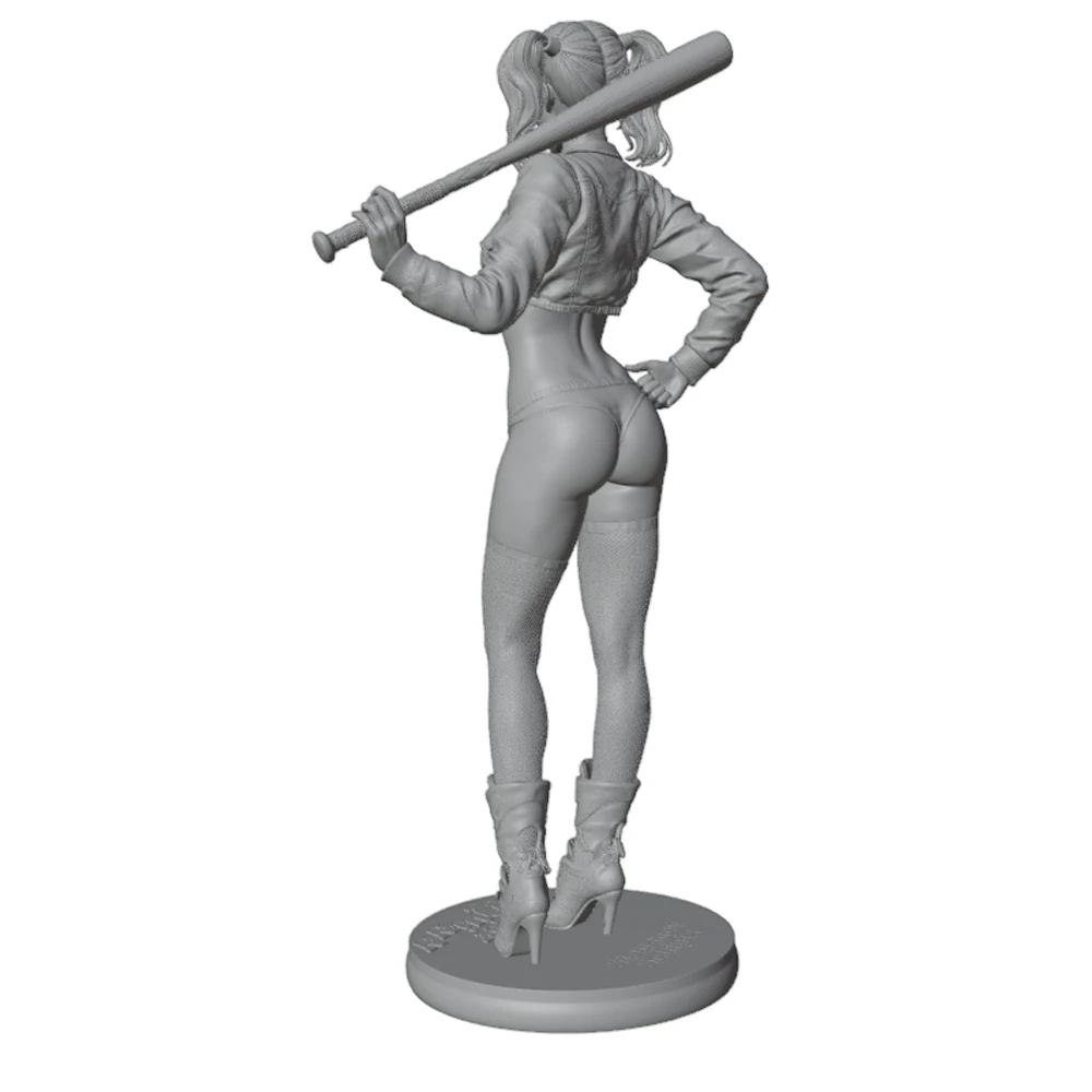 1/24/12/6 Desktop Decoration, Funny and Cute Girl Resin Model Kit, GK Mini 3D Printed Grey Model Doll, DIY Model, Uncolored view 2