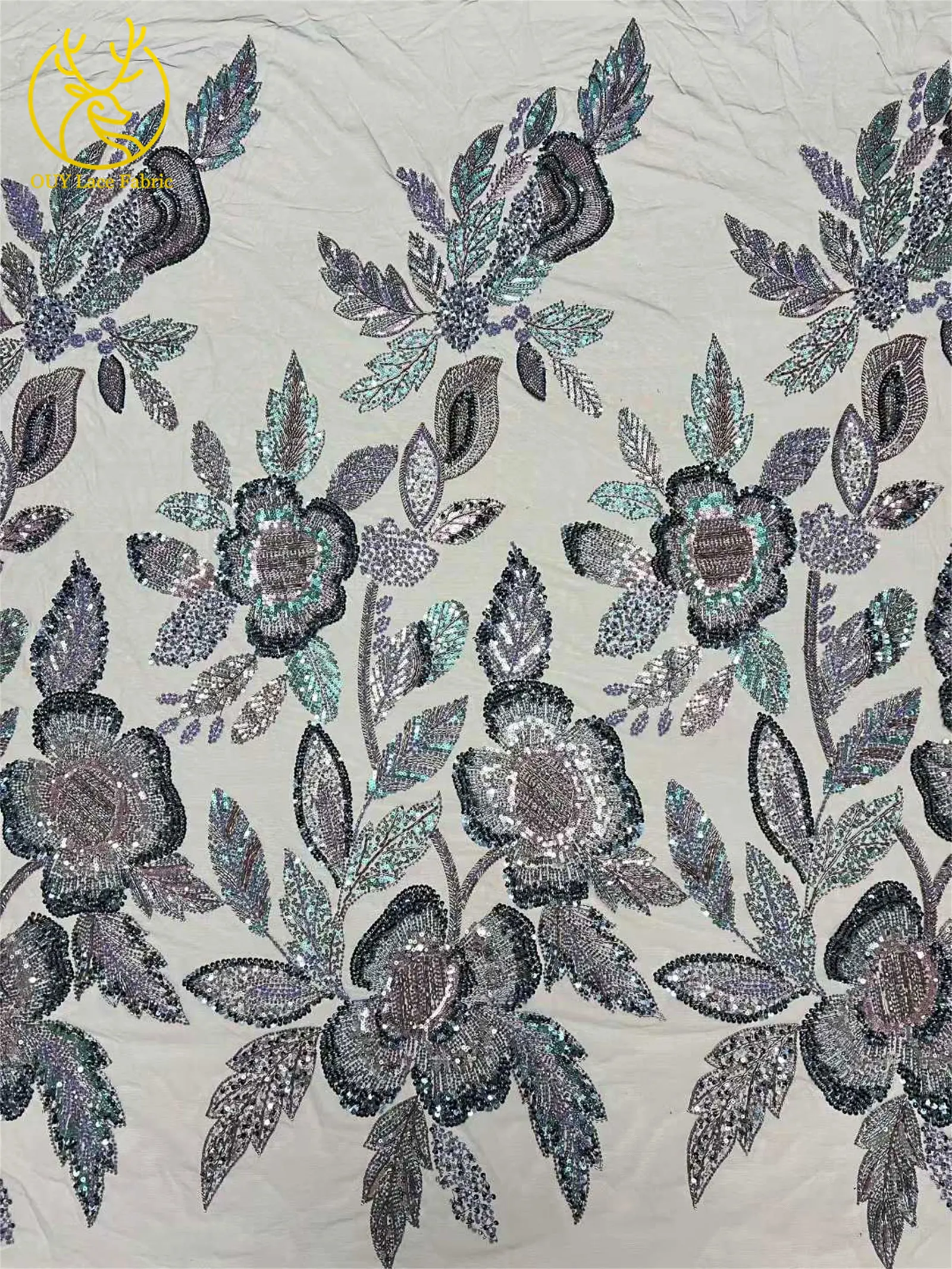 Eleganter Hochwertiger Afrikanischer Spitzenstoff 2026 Königlich Bestickte Französische Pailletten-Spitze für Damenkleider Hochzeitskleidung Näharbeiten – Detail 17