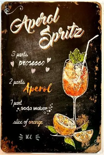Colección de recetas de cócteles y mezclas de bebidas Aperol Spritz; Arte para pared