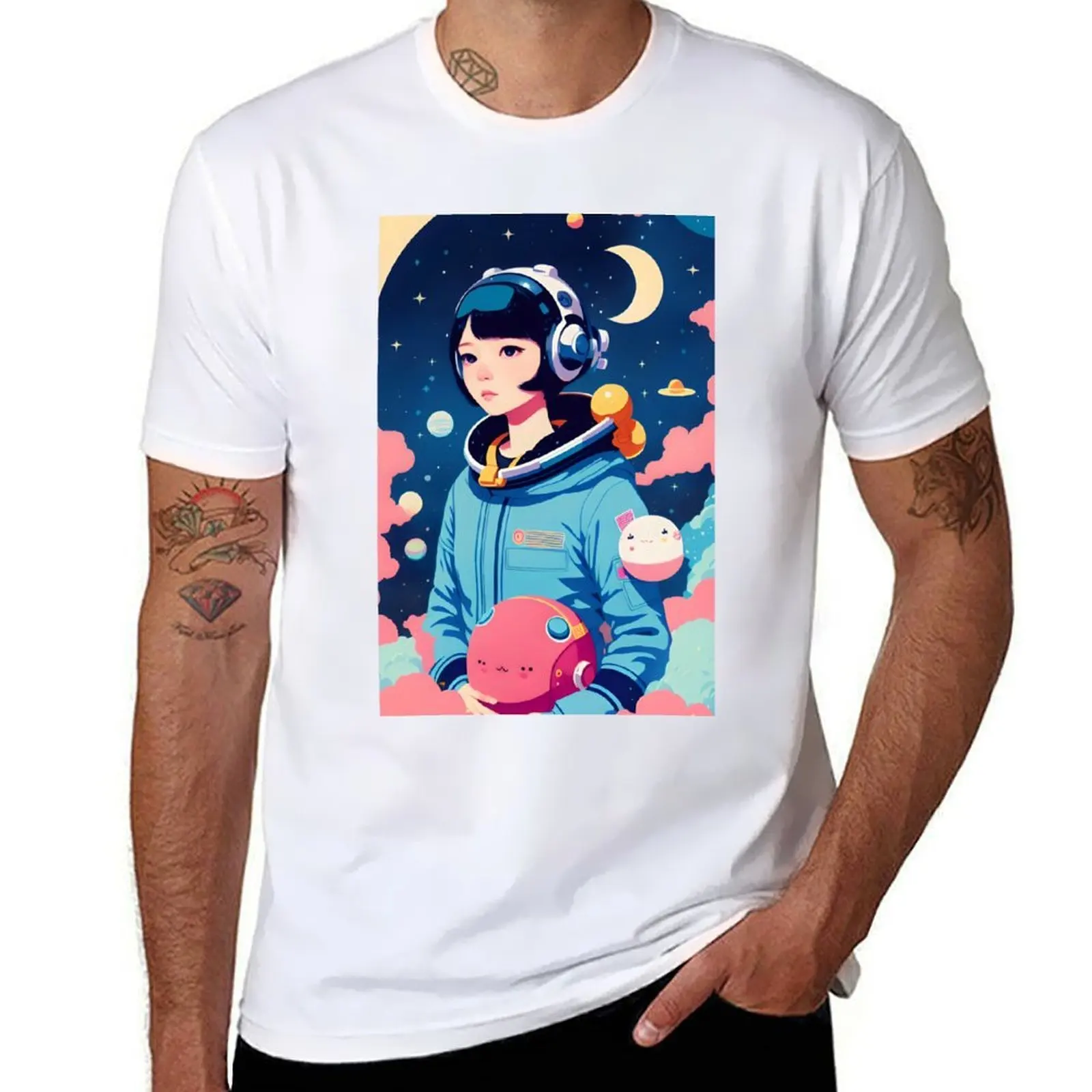 Astro-Girl / Futuristic Space Portrait T-Shirt t shirts for man cotton essential t shirt T-Shirt