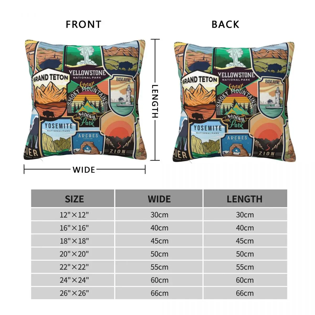 National Parks Logo Square Pillowcase Polyester Linen Velvet Printed Zip Decor Car Cushion Cover 18