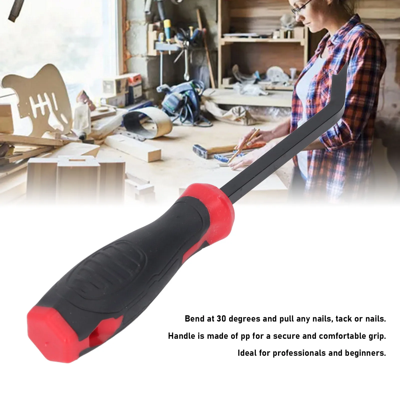 Staple Remover High Strength 30 Degree Curved Staple Extractor Comfortable Grip Portable Cr V Steel Robust for Carpets Wood