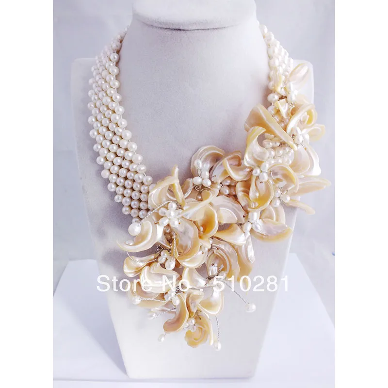 NEW !! Fashion Charms Pearl Shell Flower Women Jewelry Necklace For Wedding Bridal