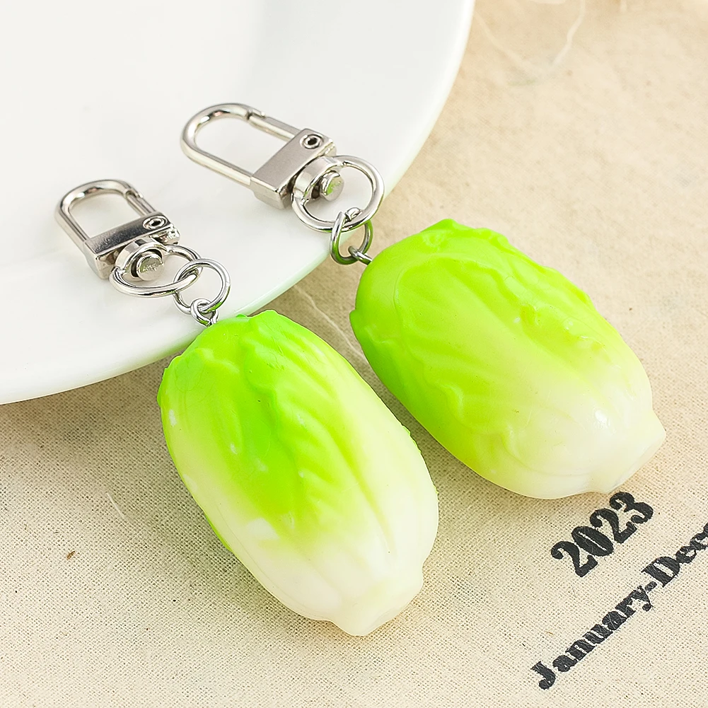 Simulated Vegetable Pendant Keychain Funning Cabbage Model Ornament Keyring for Car Key Hanging Pendant Children Schoolbag Charm