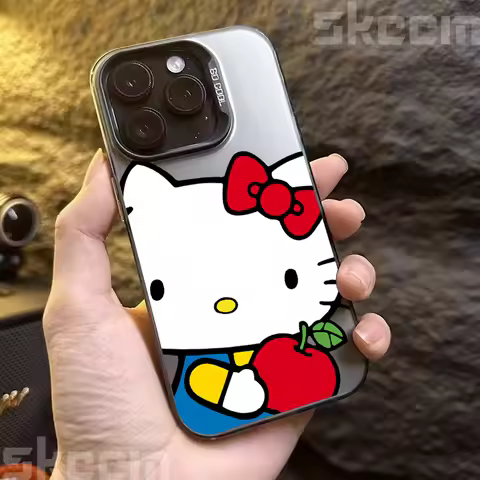 Cartoon Hello Kitty Electroplate Silver IMD Phone Case For Samsung Galaxy A34 A55 S25 Ultra S24 S23 S22 S21 S20 Plus FE Cover