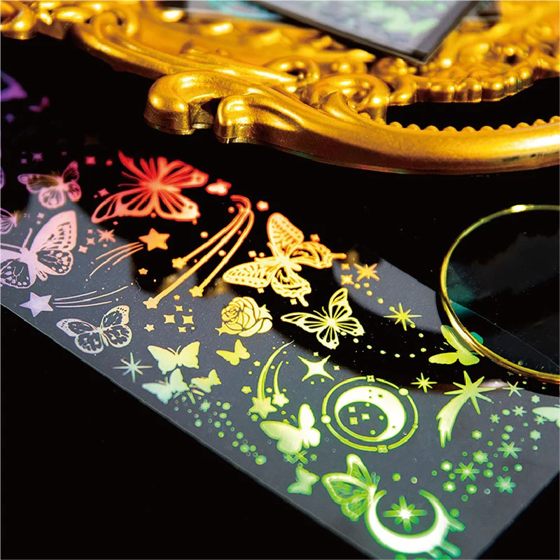 3 أوراق ملصقات الحيوانات الأليفة رائع لامعة الليزر البرنز مواد الديكور الحدود بطاقة الديكور الكولاج سكرابوكينغ 215*70 مللي متر #3