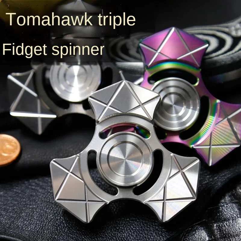 EDC Fingertip Gyro Omahawk All Metal Stainless Steel Fidget Spinner Toy Children Decompression Decompression