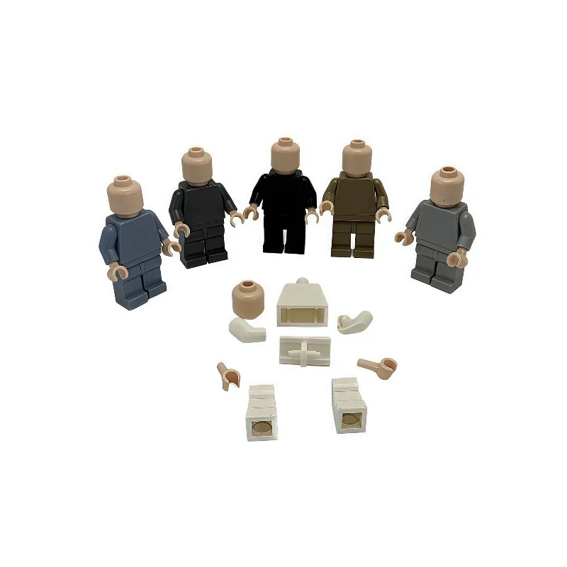 Building Block Figure Solid Color Body Multi-color Small Particles with Skin Color Arm and Head Parts for Kid DIY Building Block
