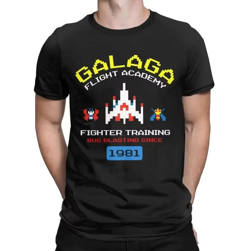 Cool Arcade Galaga Video Game Retro Vintage 80s Invader Space Gaming Alien T Shirt for Men Cotton Gift Idea Summer Clothes