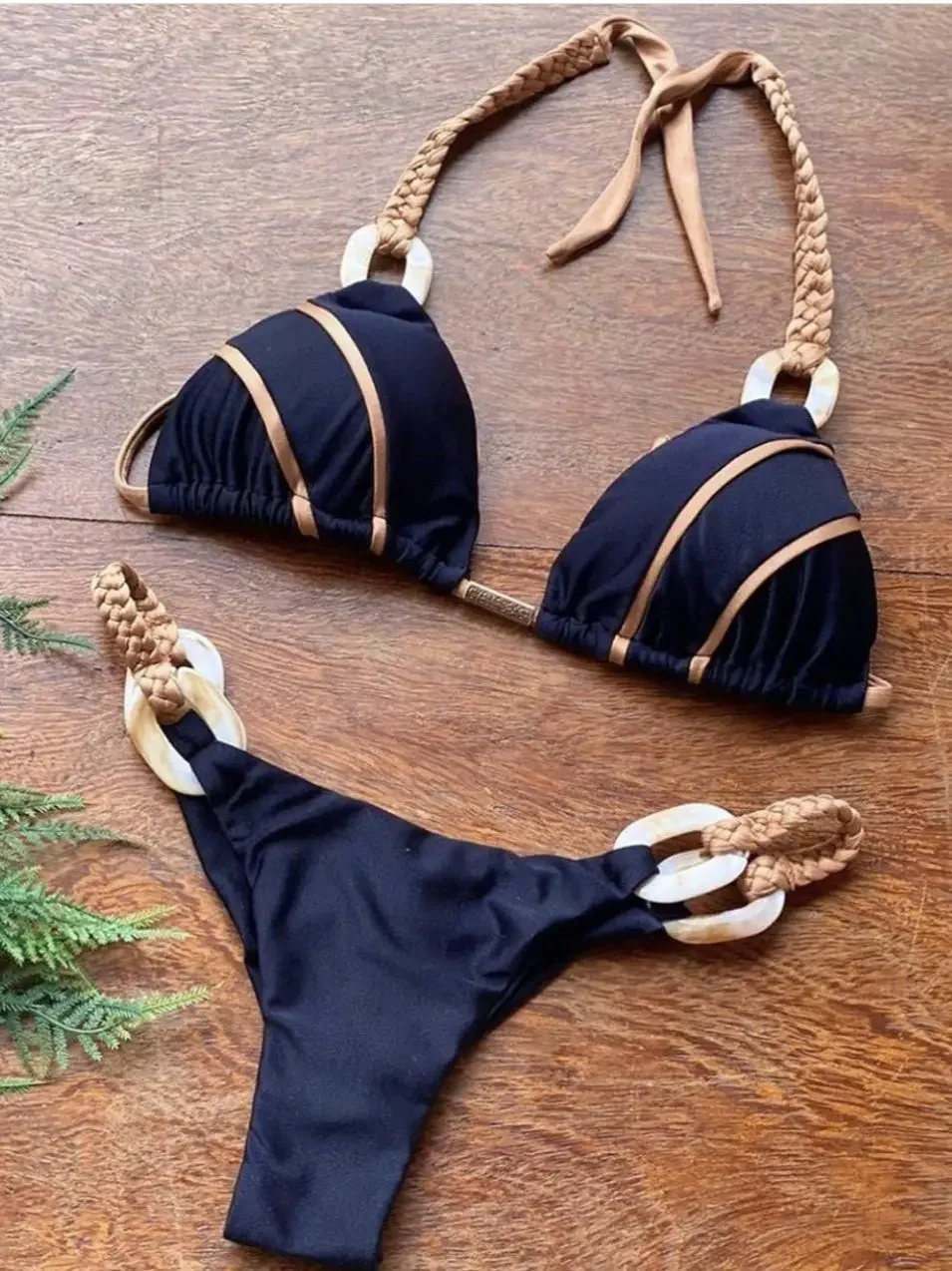 2025 Black Bandeau Bikini Set Swimwear Women Push Up Biquini Sexy Thong Bikinis Patchwork Swimsuit Backless Bathingsuit