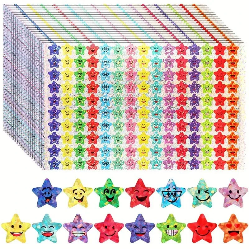 10er-Pack, Laseraufkleber mit Sternuusdruck für Belohnung, Verhaltensdiagramm, Schüler-Lehrerbedarf im Schulklassenzimmer, 1 cm Durchmesser