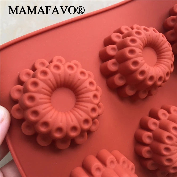 Silicone Bakeware 8 Holes Flower Shaped Cake Mold Mold Silicone Chocolate Mold Peacock Tail Fan H062
