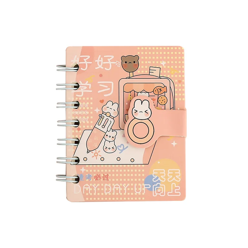 Imagem -05 - Mini Cute Cartoon Notebook Pequeno Urso Kawaii Coelhinho Tampa Bobina Notepad Livro de Bolso Portátil Scrapbook Student Supply 1pc