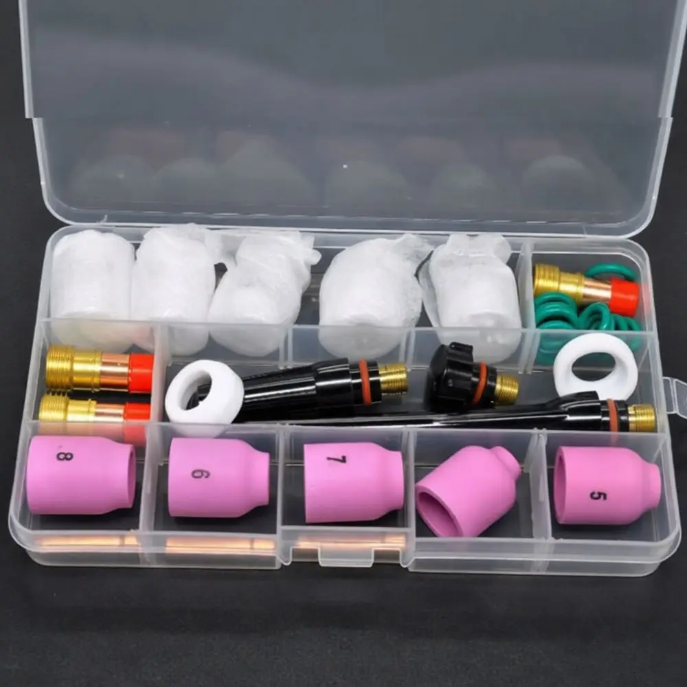 Welding Torch Consumables Set For WP17 WP18 WP26 Tig Accessory Kit Glass Shield Cup Nozzle Gas Lens Industrial Metal Tools