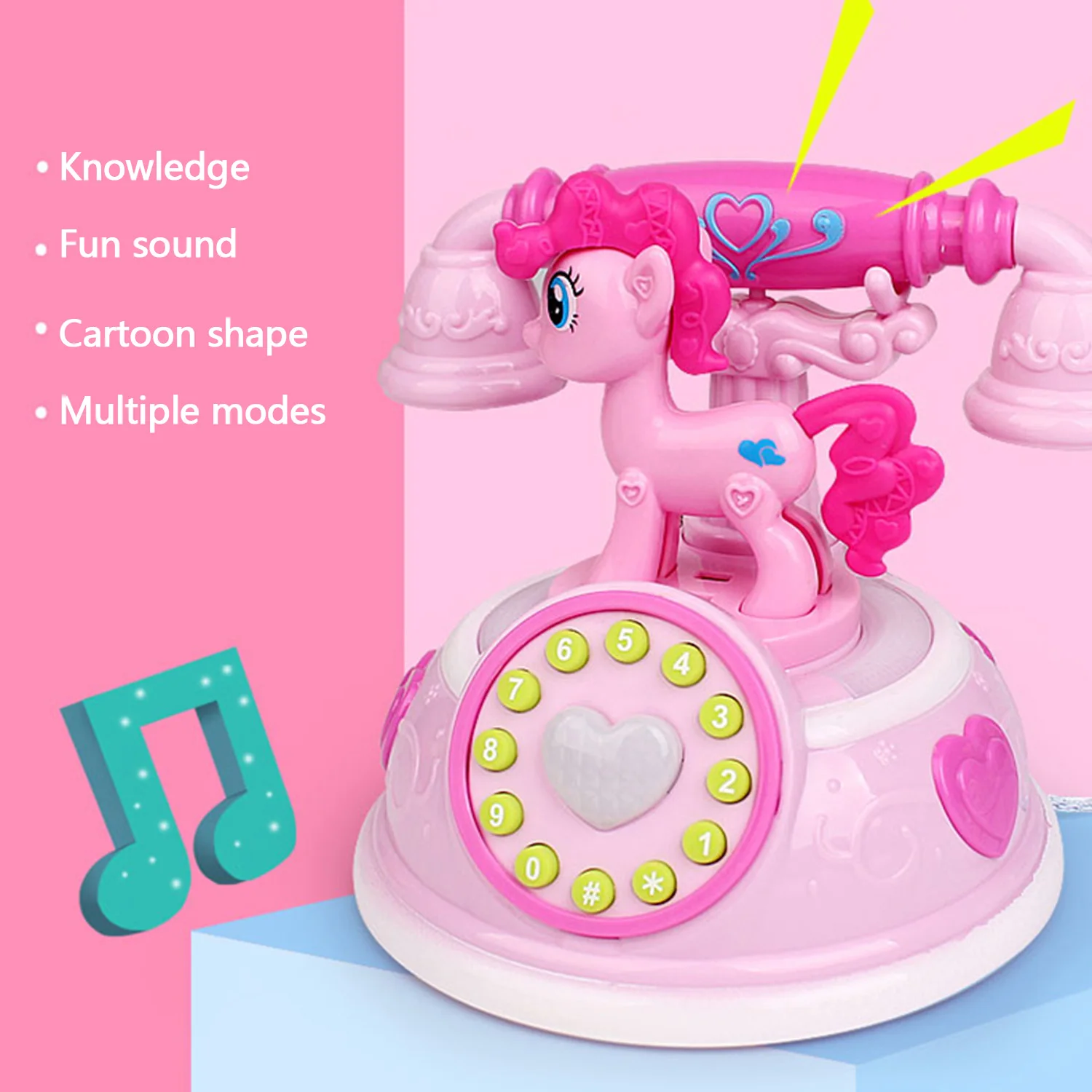 Kids Telephone Early Educational Toy with LED Light Sound Music for Children Boys Girls Birthday Christmas Gifts