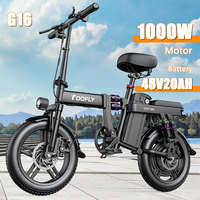 TOOFLY G16 Electric Bicycle 1000W Motor 48V20AH Adult Electric Bicycle 16 inch Tire Urban Commuter Folding Electric Bicycle