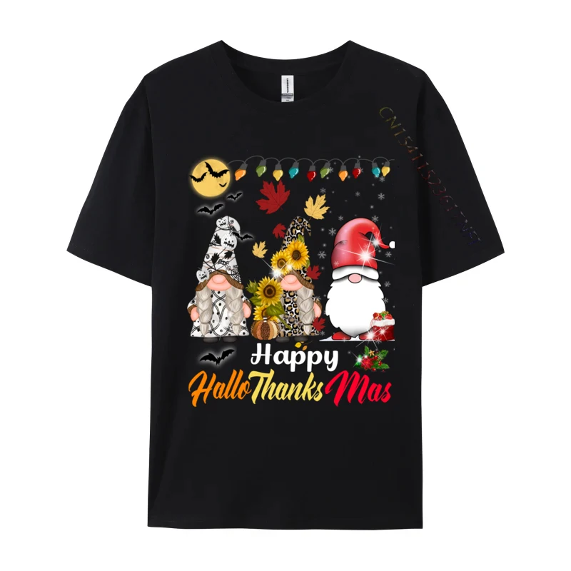 Happy Hallothanksmas Gnomes Halloween Thanksgiving Christmas Special Men's Top T-shirts Normal Tops T Shirt Cotton Design